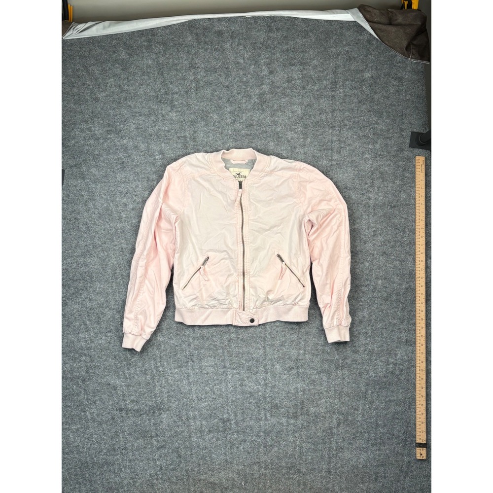 Hollister California Womens Large Light Pink Full Zip Bomber Jacket Lightweight